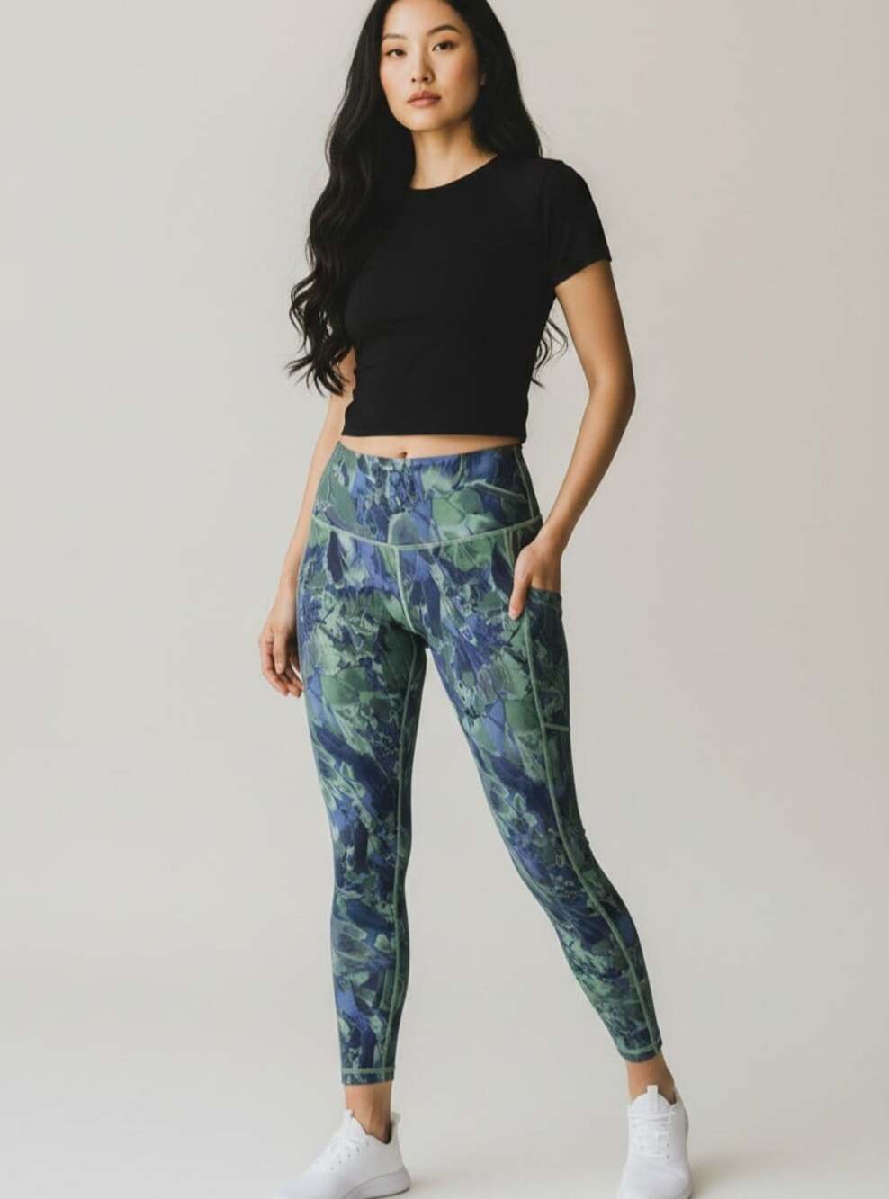 Lululemon Align High Rise Crop Leggings Pockets 25" Size 8 Nouveau Marble Palm